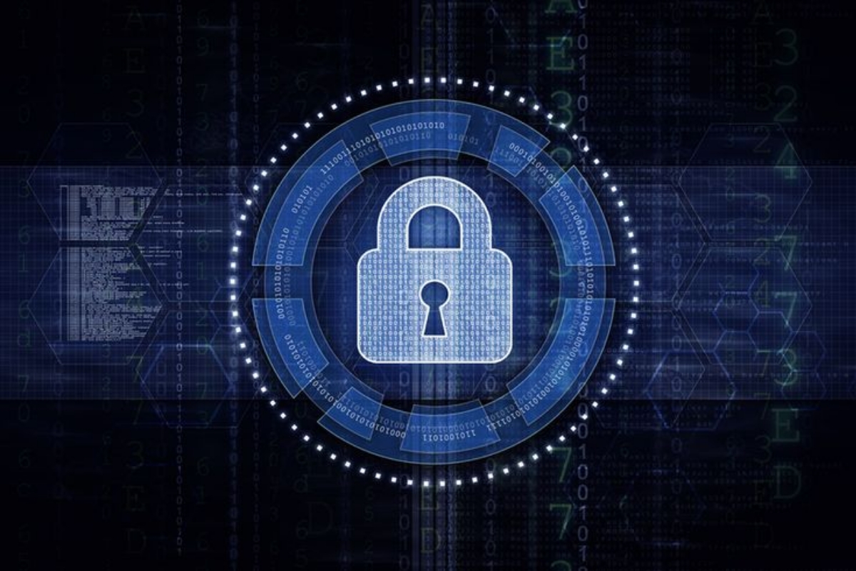 Un cadenas bleu sur un fond noir , certificat ssl