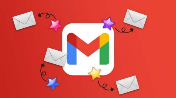 Illustration d’une boîte mail Gmail remplie d’icônes et de raccourcis
