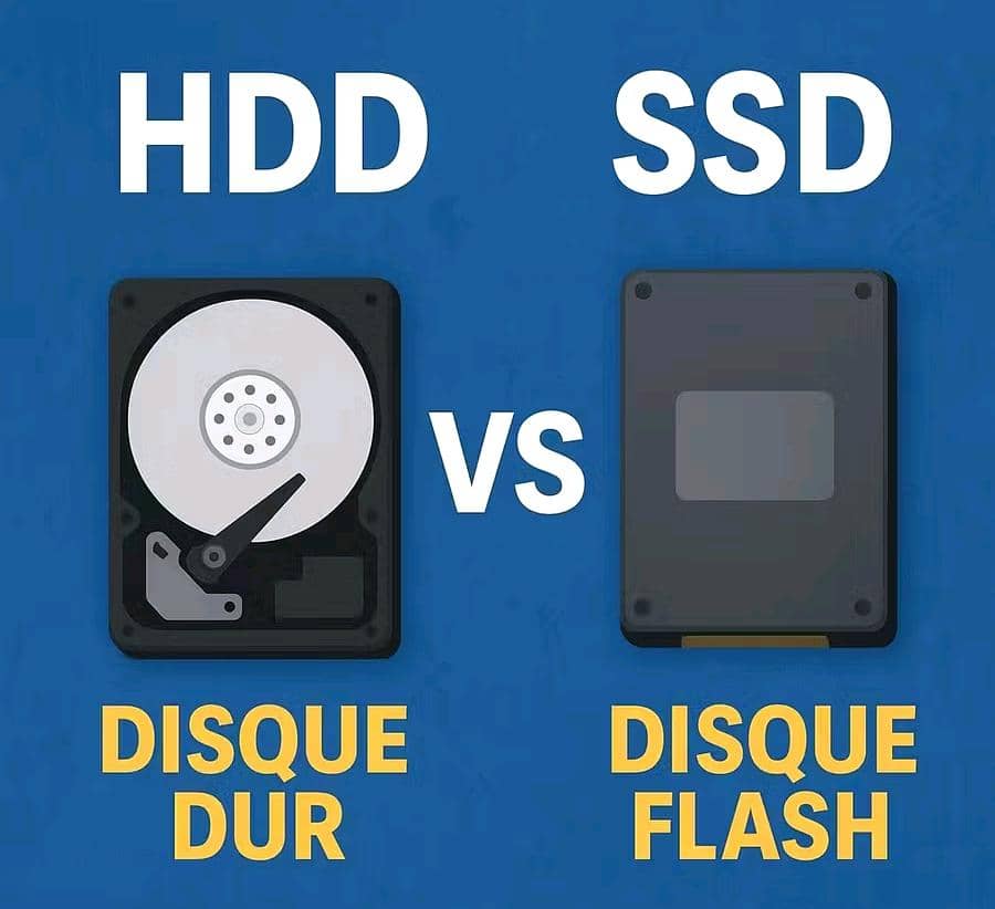 Deux disques dur noir sur un background bleu pour illustrer l'article et