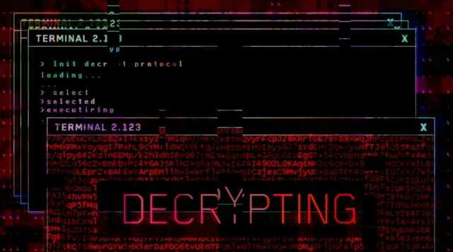 Terminal 2.1 rouge noir avec mention decrypting